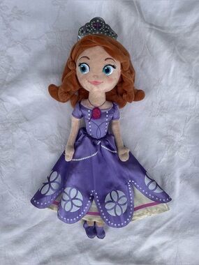 Disney Princess Sofia The Firat Plush Rag Doll Lovey Sewn Eyes Purple Dress 15”